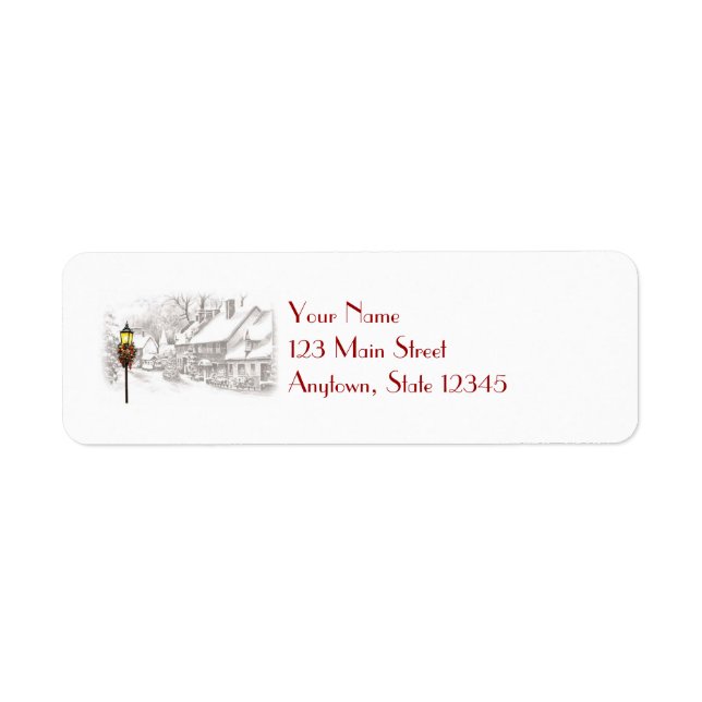 Victorian Christmas Town Return Address Labels (Front)