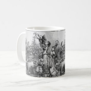 Victorian Christmas Tree Family Antique Holiday Coffee Mug