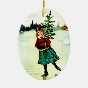 Victorian Christmas Tree Girl Ceramic Tree Decoration