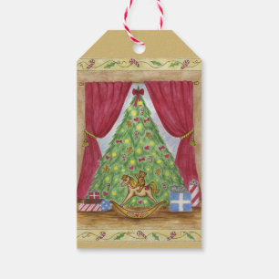 Victorian Christmas Tree Teddy Bear Gift Tags
