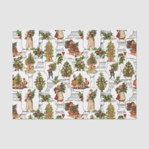 Victorian Christmas Trees, Holly & Music Tissue Paper