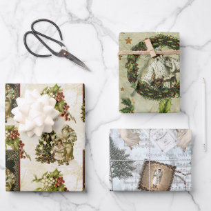 Victorian Christmas Trio Wrapping Paper Sheet