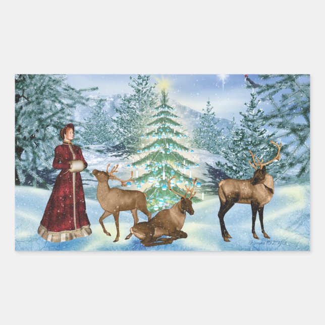 Victorian Christmas Winter Scene Stickers (Front)