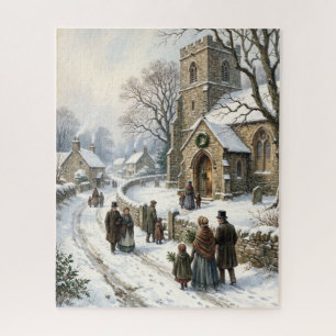 Victorian Church Christmas Holiday Jigsaw Puzzle