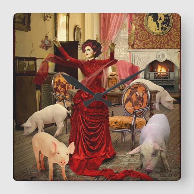 Victorian Circe Square Wall Clock (Front)