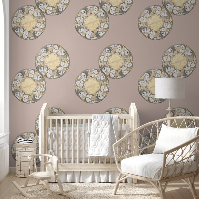 Victorian Circular Pattern Taupe Peach Wallpaper (Kids)