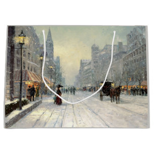 Victorian City Christmas Street Scene Large Gift Bag