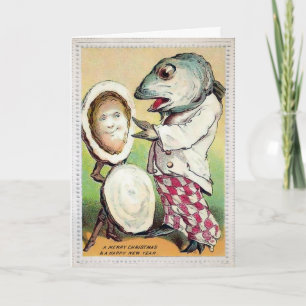 Victorian Clam and Fish Holiday Card