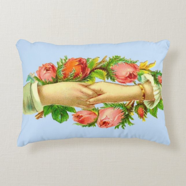 Victorian clasped hands print decorative cushion (Front)