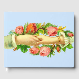 Victorian clasped hands print guest book