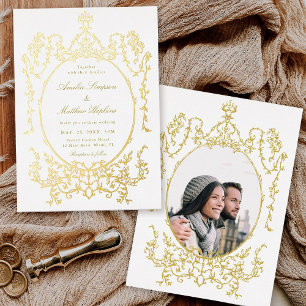 Victorian Classic Floral Frame Wedding Photo Gold