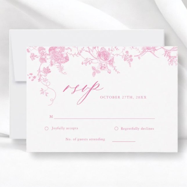 Victorian Classic Pink Floral Wedding RSVP Card (Creator Uploaded)