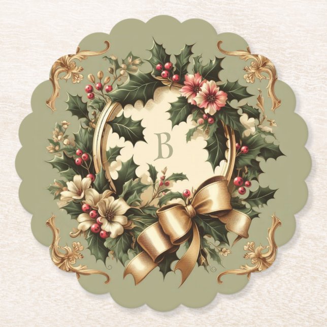 Victorian/Classic/Vintage Christmas Paper Coaster (Front)