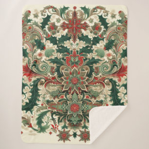 Victorian/Classic/Vintage Christmas Sherpa Blanket