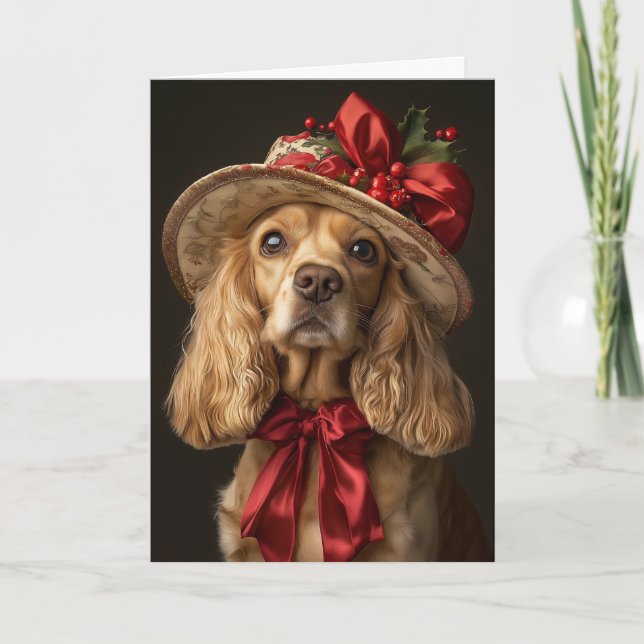 Victorian Cocker Spaniel Christmas Holiday Card (Front)