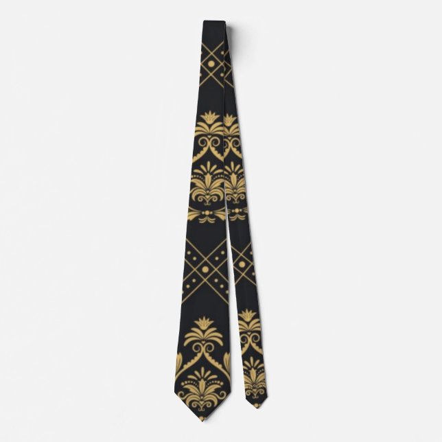 Victorian Collection Family Crest Black Neck Tie (Front)