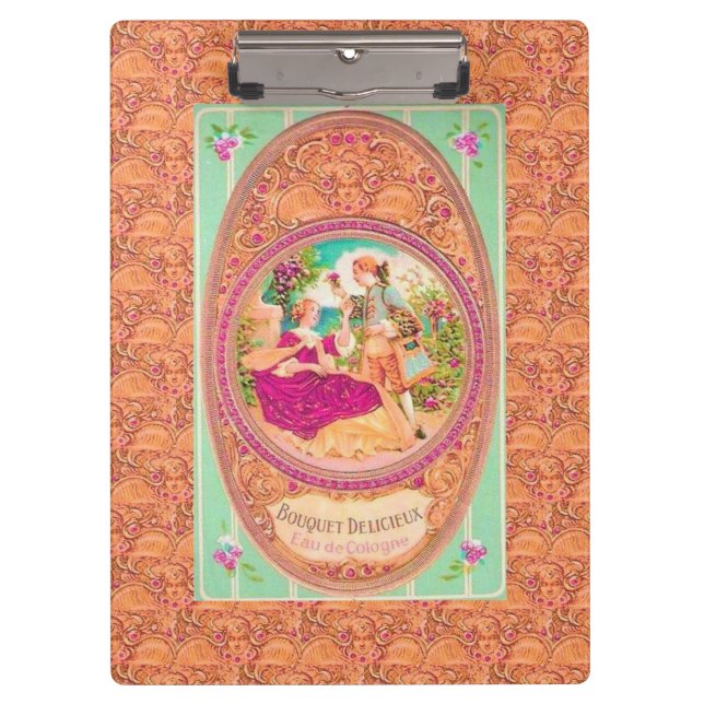 Victorian colonial French floral perfume label Clipboard (Front)