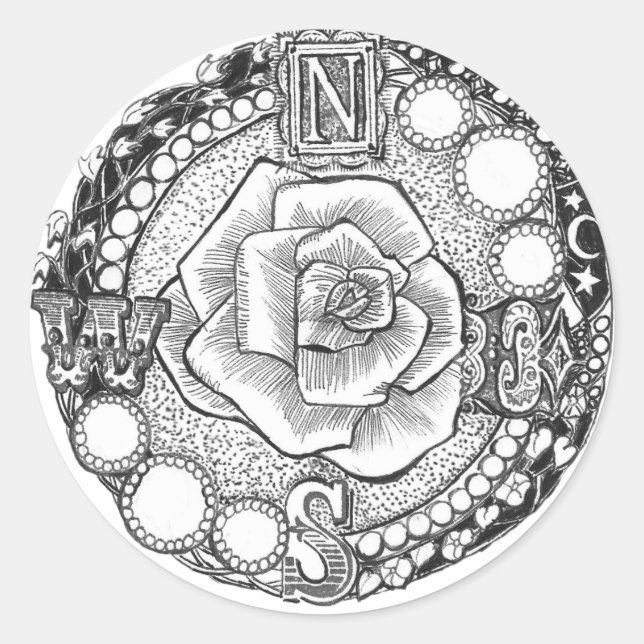 Victorian Compass Rose Classic Round Sticker (Front)