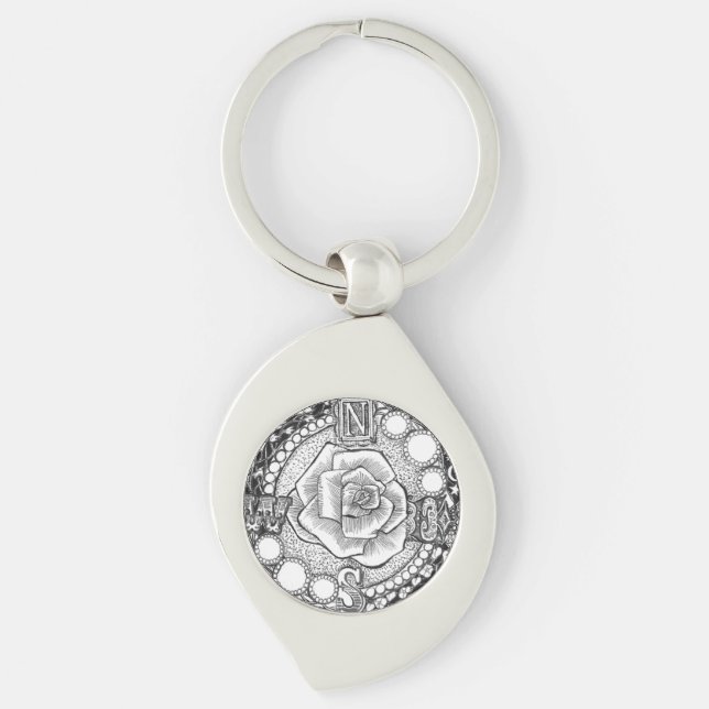 Victorian Compass Rose Key Ring (Front)