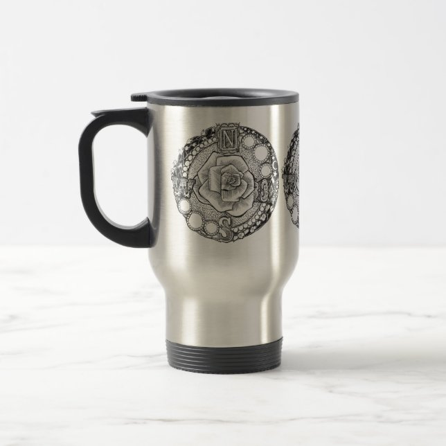 Victorian Compass Rose Travel Mug (Left)