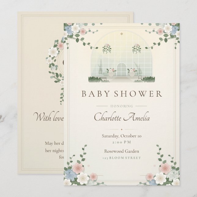 Victorian Conservatory Baby Shower Invitation (Front/Back)