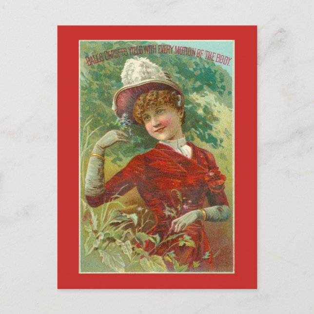 Victorian Corset Advertisement Postcard (Front)