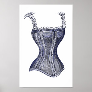 Victorian Corset or Bustier, Great Vintage Image Poster