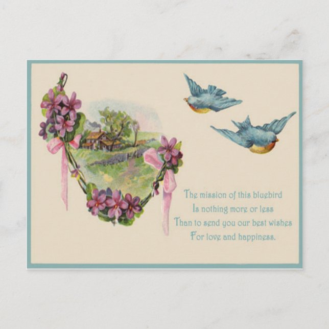 Victorian Cottage Bluebird Mother's Day Card (Front)