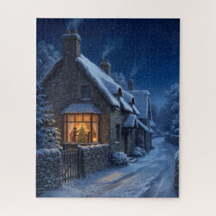 Victorian Cottage Christmas Tree Window Jigsaw Puzzle