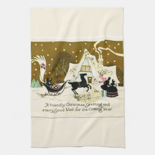 Victorian Country Christmas Tea Towel