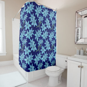 Victorian Country Garden Blue Lily Shower Curtain