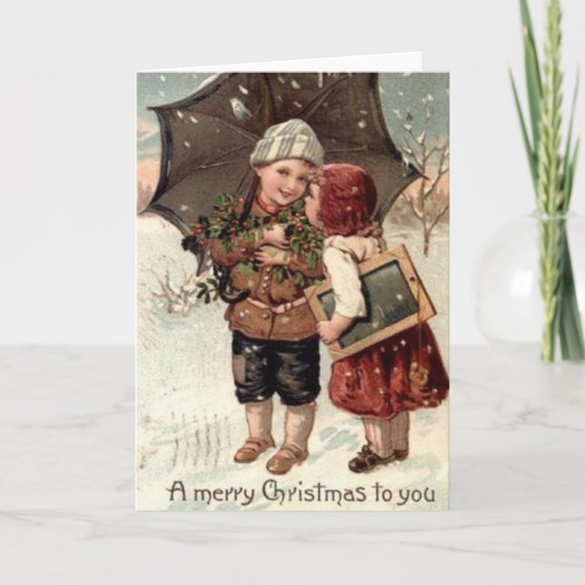 Victorian Couple Christmas Greeting Card (Front)