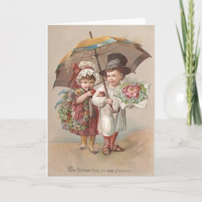 Victorian Couple Christmas Greeting Card (Front)