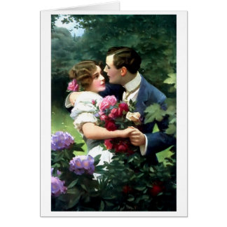 Victorian Couple in the Garden Postcard