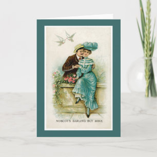 Victorian Couple Love Birds Valentine's Day Card