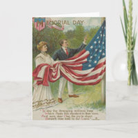 Victorian Couple Raising US Flag