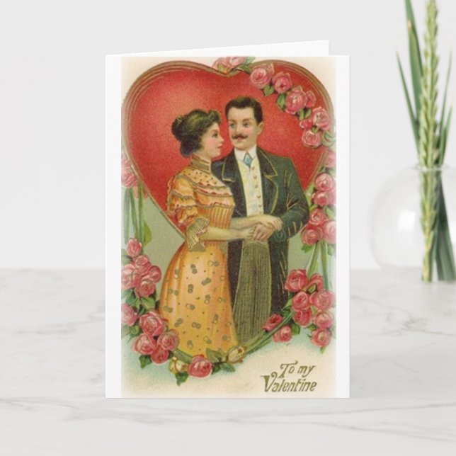 Victorian Couple Romantic Valentine's Day Card (Front)