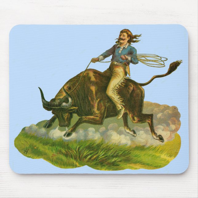 Victorian cowboy bull rider mouse mat (Front)