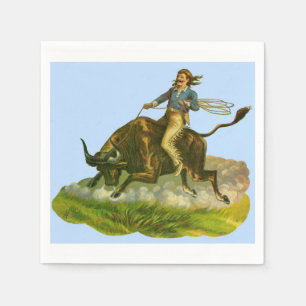 Victorian cowboy bull rider napkin