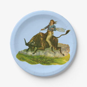 Victorian cowboy bull rider paper plate