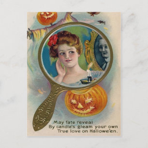 Victorian Creepy Halloween Mirror Postcard