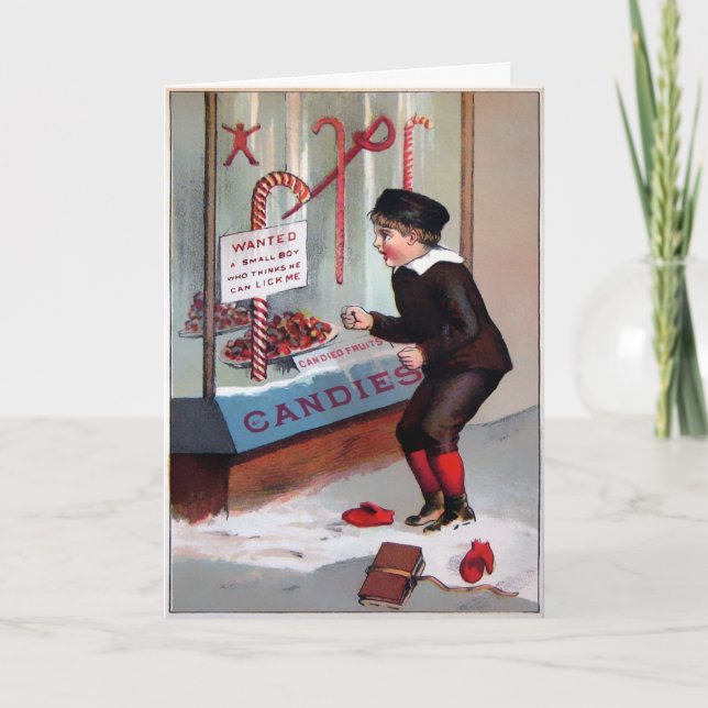 Victorian Creepy Lick Me Holiday Card (Front)