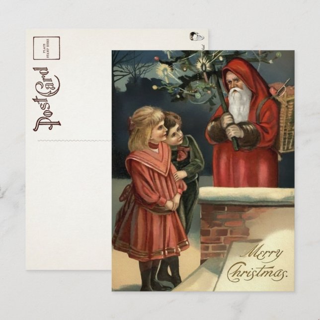 Victorian Creepy Santa Postcard (Front/Back)