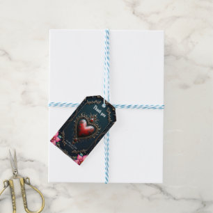 Victorian Crimson  Gothic Heart  Gift Tags