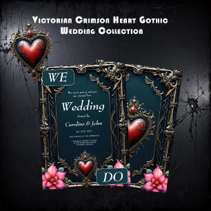 Victorian Crimson Gothic Heart Invitation