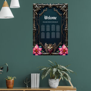 Victorian Crimson Gothic Heart Poster