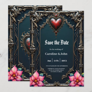 Victorian Crimson Gothic Heart Save The Date
