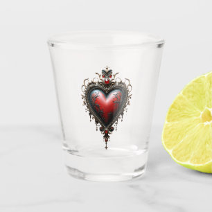 Victorian Crimson Gothic Heart Shot Glass