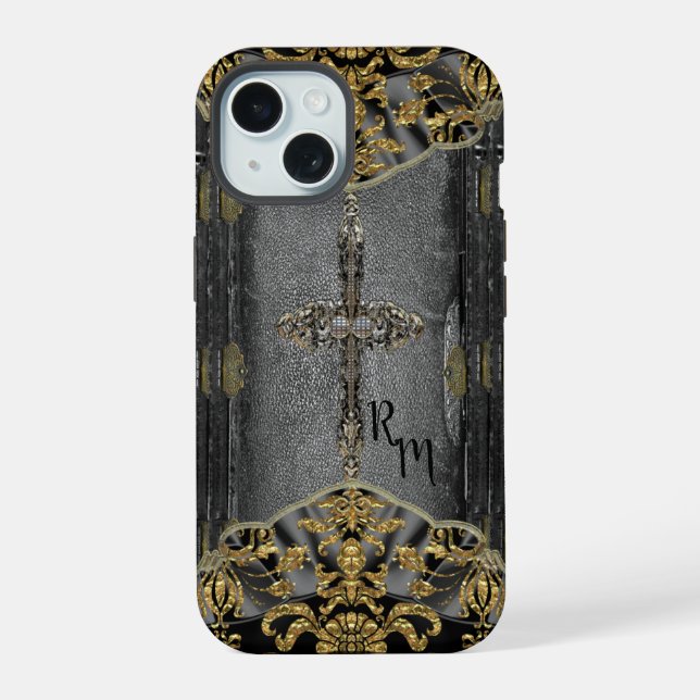 Victorian Cross Monogram  iPhone 15 Case (Back)