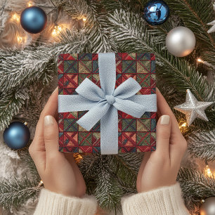 Victorian Crosshatch Christmas Pattern Wrapping Paper